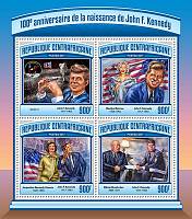 Stredoafrická republika - Miniatúrny hárok 2017 MNH J.F.Kennedy - Kliknutím na obrázok zatvorte -